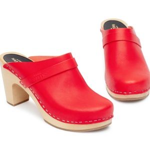 Swedish Hasbeens Red Classic Slip On clog